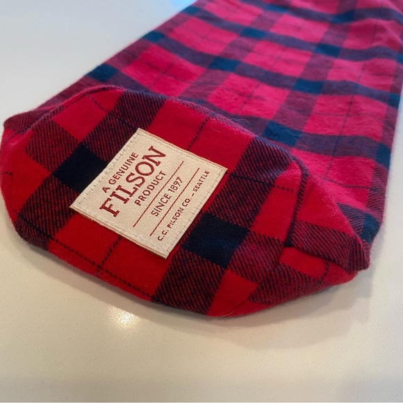 Filson Red Lumberjack Buffalo Plaid Flannel Wine Bottle Gift Bag Leather Strap - Picture 6 of 8